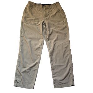 L.L.Bean Nylon Hiking Cargo Pants Men's L Khaki Elastic Waist Trekking Trail